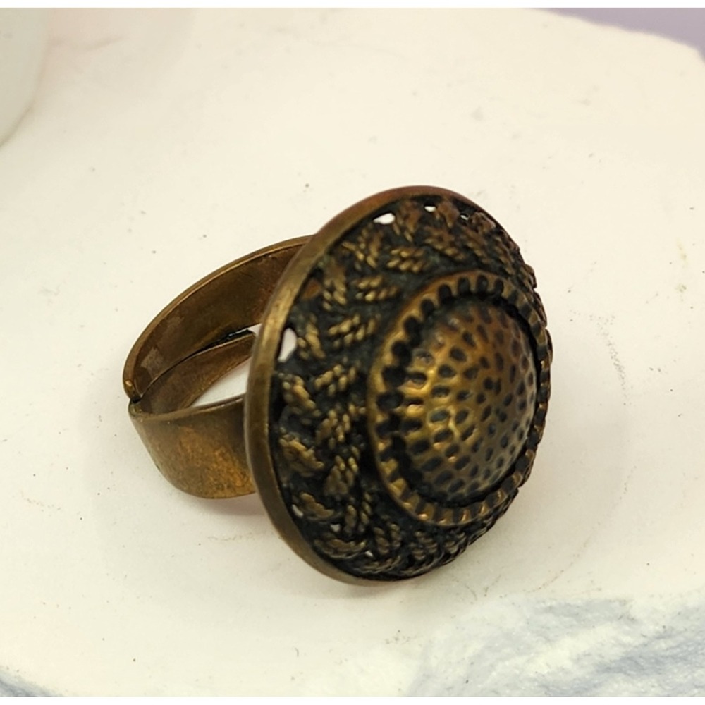 Pentti Sarpaneva Turun Hopea Finland Vintage Bronze Filigree Statement Ring Boho